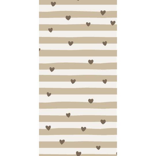 Serviett Brune Hjerter & Beige Striper