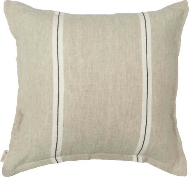 Putetrekk lin beige med sort stripe