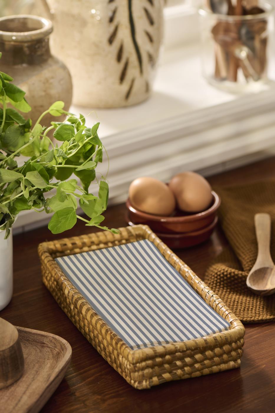 Serviett Striper Blå