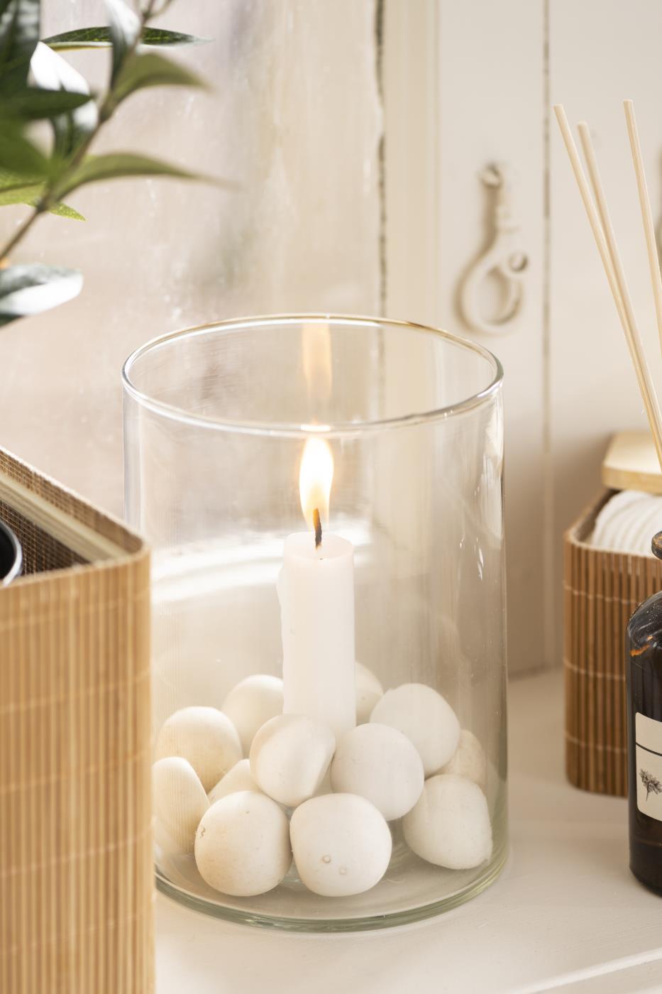 Glasslysestake Kronelys 15cm