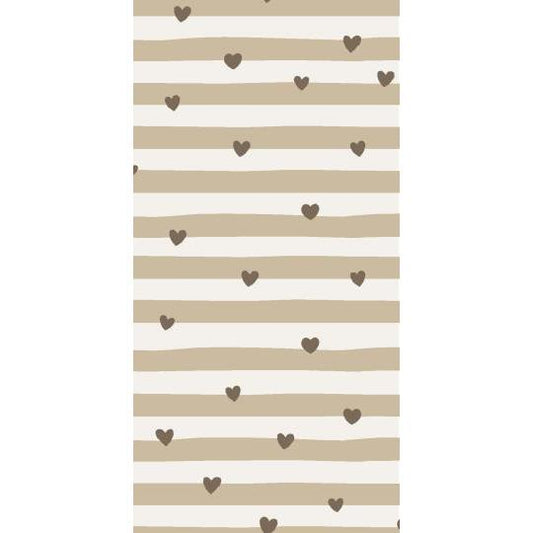 Serviett Brune Hjerter & Beige Striper