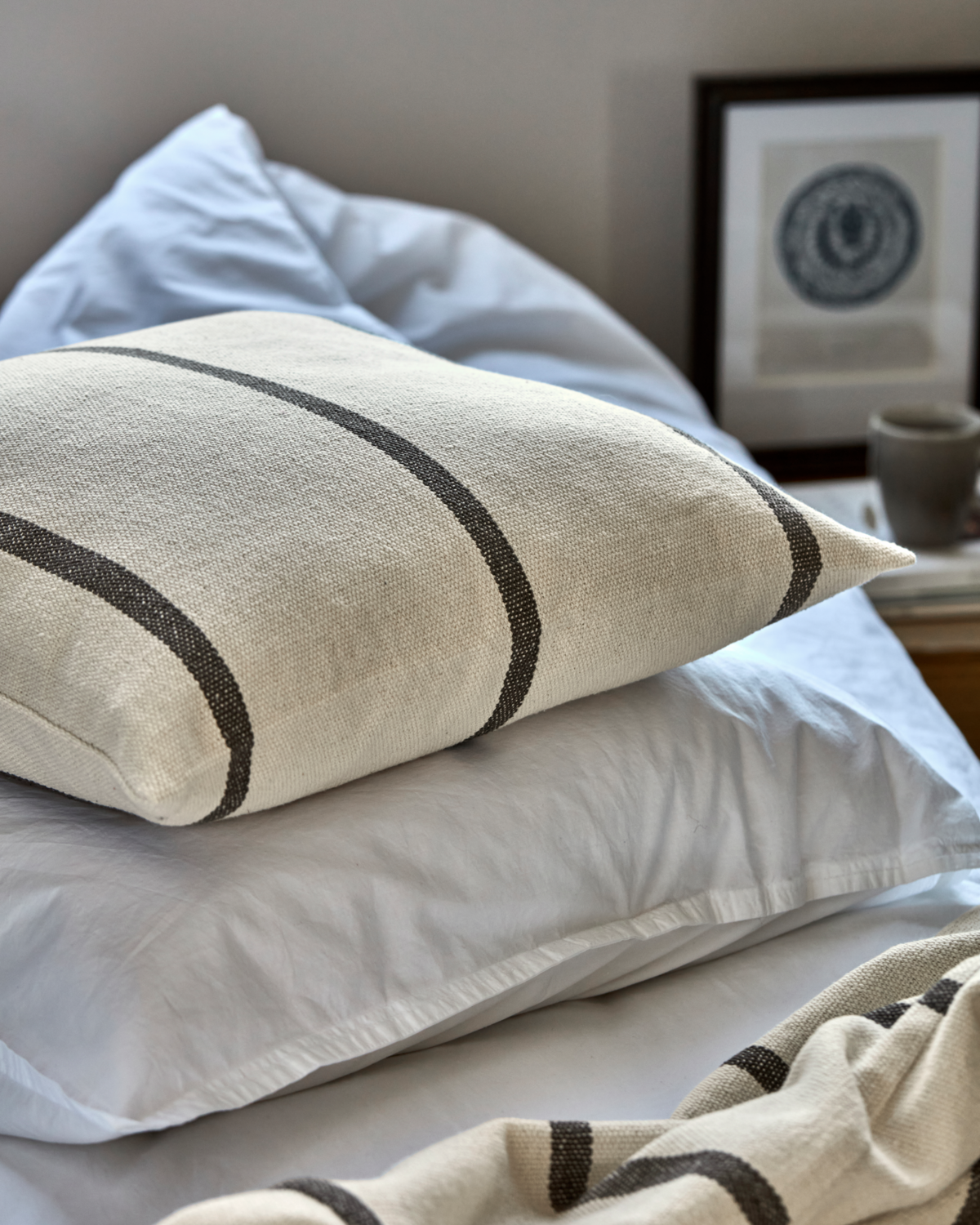 Putetrekk Striper Mørkebrun