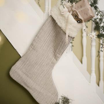 Julestrømpe Striper Beige