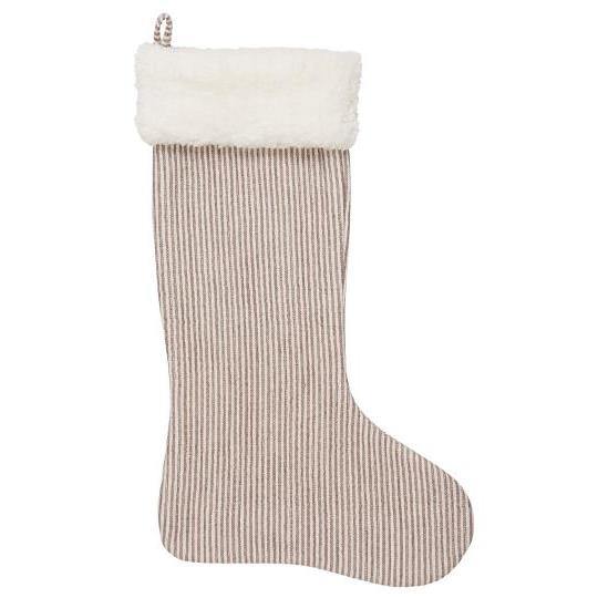 Julestrømpe Striper Beige
