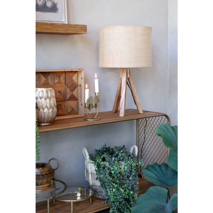 Bordlampe m/linskjerm og trefot