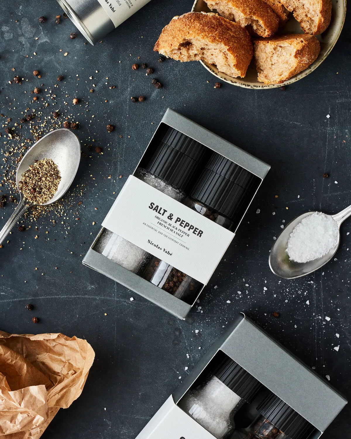 Gavepakke French sea salt + pepper, black, organic, 60|120 g|g