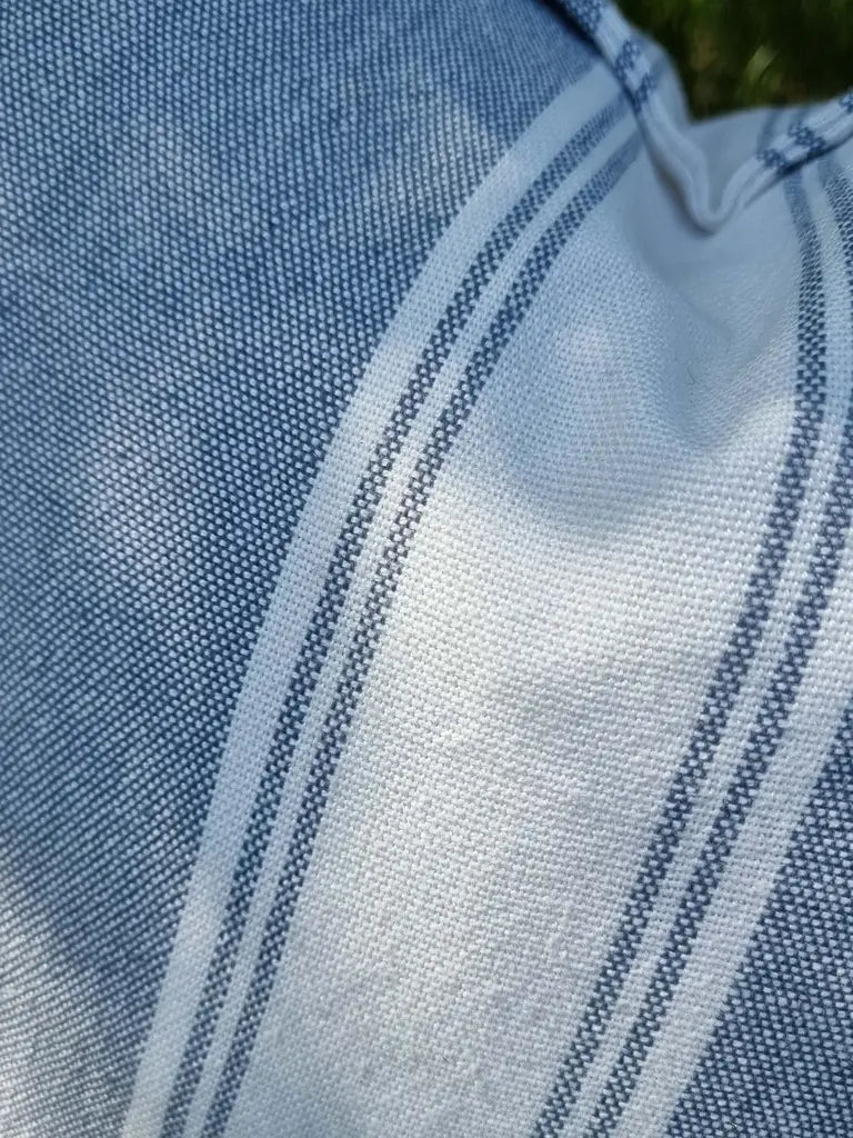 Putetrekk PET Mellomblå m/hvit stripe
