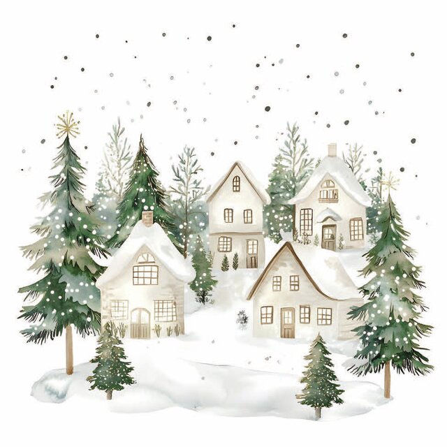 Serviett Snowy Houses